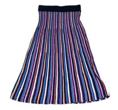 極美品　デシグアル　ニットスカート　総ゴム　ストライプ　大きめのサムネイル