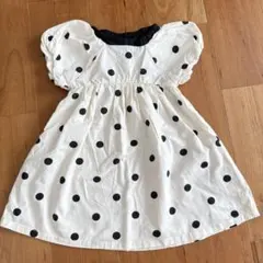 アプレレクール 半袖ワンピース 100cm ホワイト ドット柄