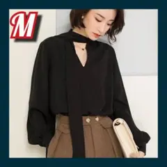 お値下げ♥リボン　ブラウス♥上品♥フォーマル✨オフィス✨プチプラ✨定番　M