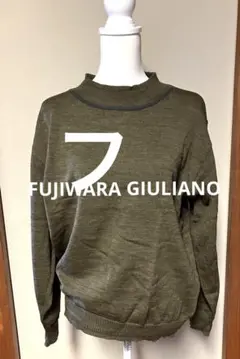 ジュリアーノフジワラ モックネック長袖ニット カーキ M