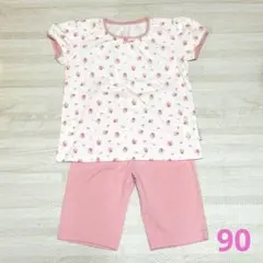 90 ユニクロ 花柄 ベビーパジャマ 半袖