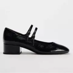 ZARA ダブルストラップブロックヒールシューズ 38のサムネイル