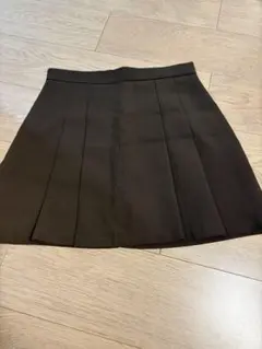 黒茶色 プリーツミニスカート ジッパー付き