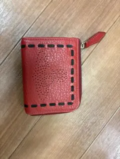 レザー 赤 キーケース ジッパー式