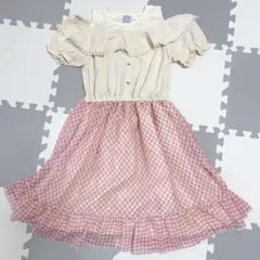 アクシーズファム キッズ 140 オフショルダー チェック 半袖 140 ピンクのサムネイル