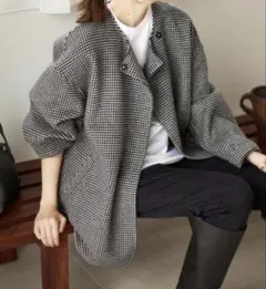 完売☆12closet 今季石上美津江さんコラボ 中綿チェックステンカラー