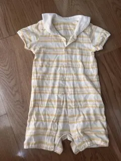 ストライプ襟付きロンパース（黄色・白）