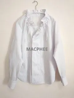 Q406/美品 MACPHEE オックスフォードシャツ ストライプ 38 青 - メルカリ