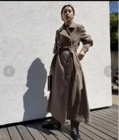 Ameri POOFY FLARE LONG COAT ベージュのサムネイル