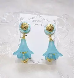 【No.27】 ブルー 花 ニッケルフリー イヤリング