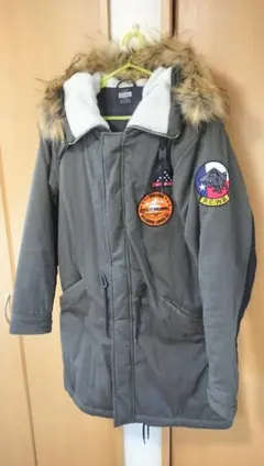 ロデオクラウンズ、ファー付きオリーブグリーンモッズコート