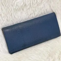 ランバンコレクション　長財布　二つ折り　レザー　ネイビー