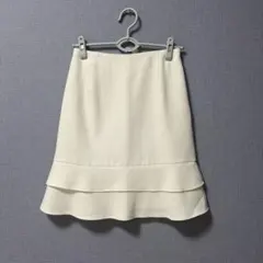 【美品】2段フリルマーメイドひざ丈スカート　ティアード　　サイズS