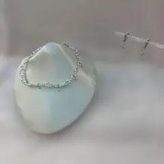 シルバー パール ネックレス イヤリング セット