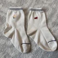 familiar ベビー靴下 船とクマの刺繍 ホワイト