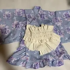 90cm 浴衣　あじさい柄　花柄　パープル　紫　ワンピース　セパレート