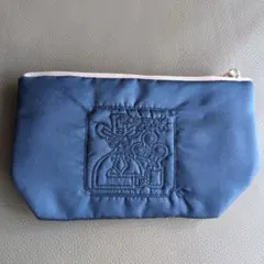 【匿名配送】コメダ珈琲　福袋　刺繍マチ付きポーチ　ネイビーのサムネイル
