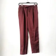 JEANASISバーガンディ スラックス ゴム入り ストレートパンツA349