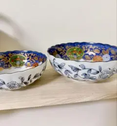 其泉 染付 金彩 扇面草花文 輪花皿鉢 - メルカリ
