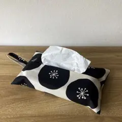 ボックスティッシュカバー【kukka生成り地×ブラック】