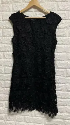 PourVousプールヴー総レースワンピースBLACKサイズＬ