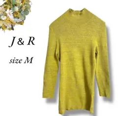 美品 J & R ハイネックリブニット M 黄色系 ラメ 伸縮性 7分袖4383のサムネイル