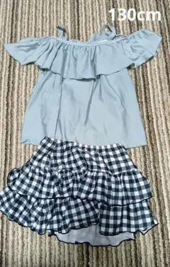 水色オフショルダーセパレート水着