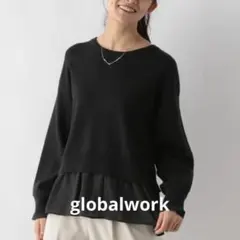 globalworkメルティ布帛ドッキングプルオーバー