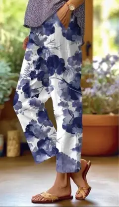 新品未使用。フラワーイージーパンツ