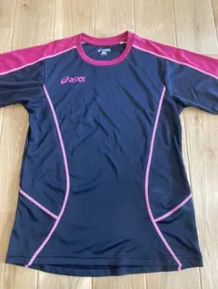 asics 長袖Tシャツ M 黒/ピンク