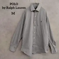 ポロ　ラルフローレン　フィットシャツ　ストライプ　白黒　M相当