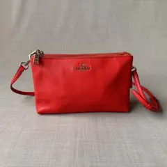 美品 COACH ペブルドレザー ショルダーバッグ F38273 レッド