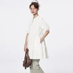 GU コットンティアードミニワンピース