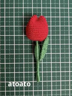 刺繍ブローチ 赤いチューリップのブローチ