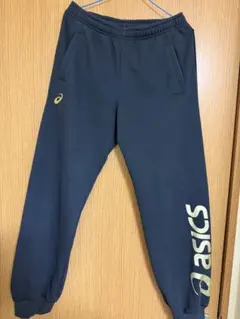 asics スウェットパンツ 黒 ゴールドロゴ L