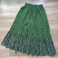 【UNIQLO PAUL&JOE】花柄 ティアード ロングスカート グリーン L