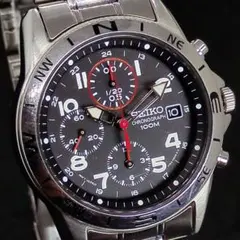 SEIKO クロノグラフ 100M 7T92-0DX0 黒文字盤 メンズ デイト