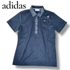 【アディダス】半袖 ポロシャツ　レディース　S ブラック　ロゴ刺繍　美品