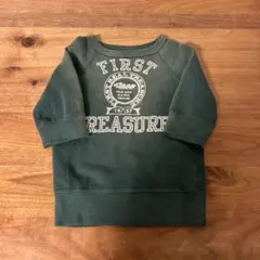 デニムダンガリー　キッズ　100㎝　スウェット　ダークグリーン　色褪せ加工