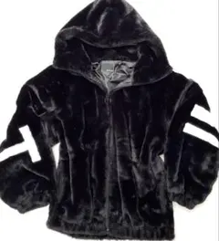 ボア ジャケット フード付き 黒 Lutique しまむら