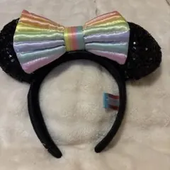 東京ディズニーリゾート カチューシャ／黒パステルレインボー TDR40周年