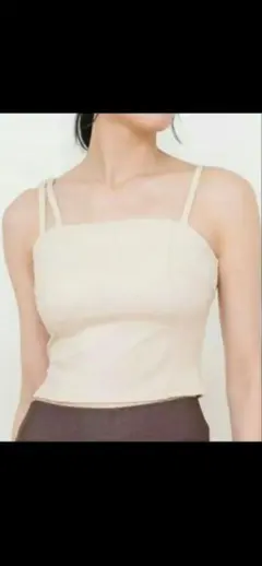 SUKARA リブデニムショートキャミソール　サンドベージュ Lサイズ