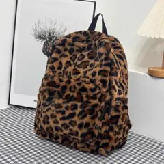 セール！ファーリュック　ヒョウ柄　アニマル　秋冬　カバン　レオパード　ふわふわ