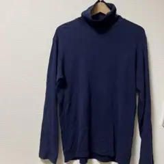 ネイビー タートルネック 長袖 カットソーのサムネイル