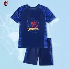 スパイダーマンの水着 帽子付き 子供用 3点セット2XL