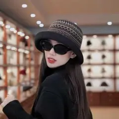 バケットハット バケツハット 帽子 レディース 韓国 ブラック 秋冬 可愛い 黒