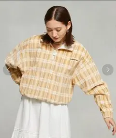 アディダス　コーデュロイ タータン ハーフジップトップ　M