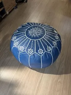 モロッカン　ヤギレザープフ ネイビー 刺繍入り