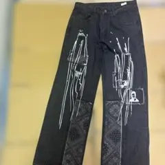 ブラックデニム ワイドレッグ