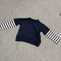 ネイビー ボーダー袖 トレーナー